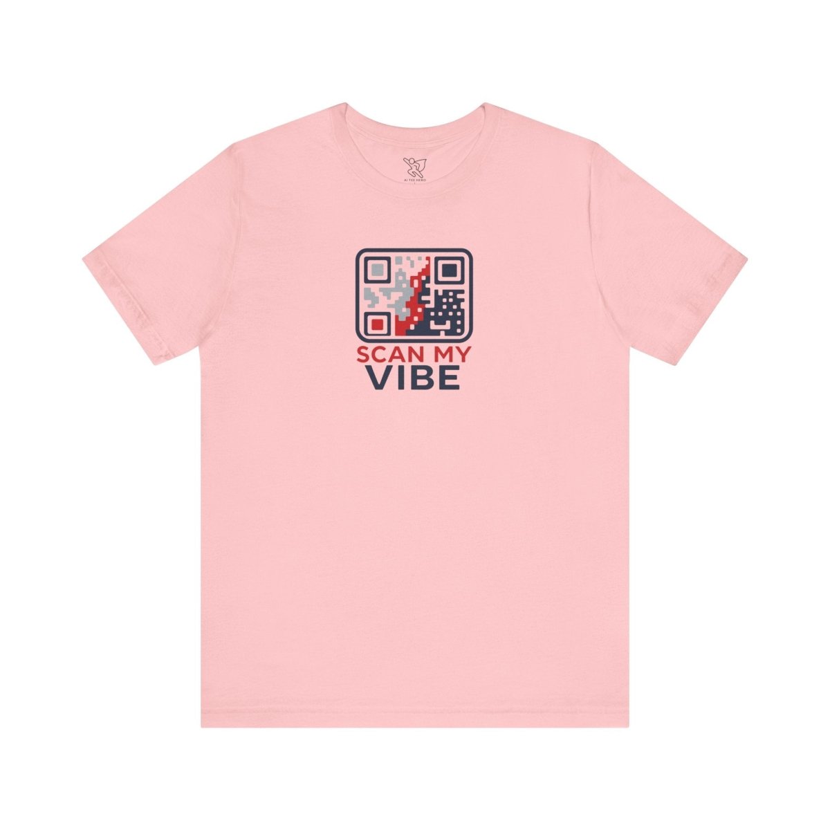 "Scan My Vibe" QR Code T-Shirt: Casual Wear, Summer Outfits, Unique Gift, Trendy Fashion, Fun Events CW - 2 Red Blue - AI Tee Hero