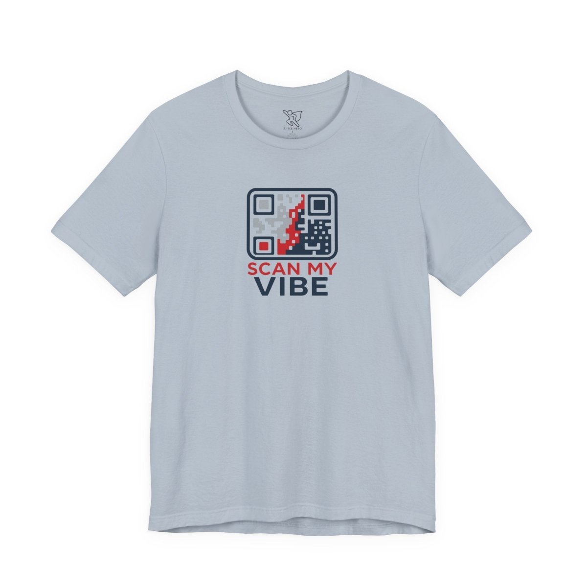 "Scan My Vibe" QR Code T-Shirt: Casual Wear, Summer Outfits, Unique Gift, Trendy Fashion, Fun Events CW - 2 Red Blue - AI Tee Hero