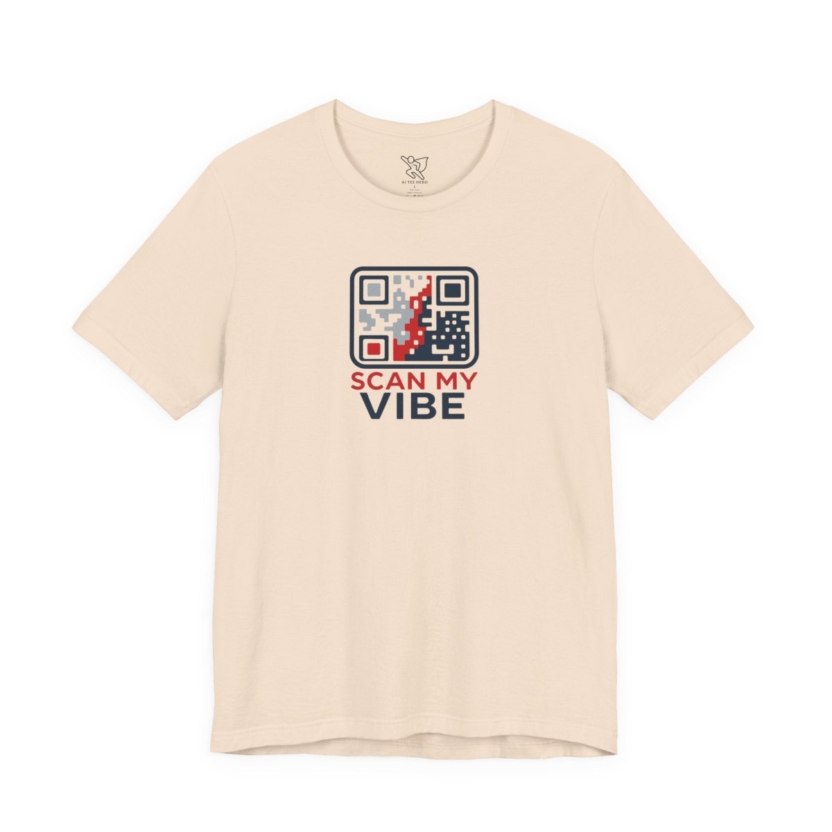 "Scan My Vibe" QR Code T-Shirt: Casual Wear, Summer Outfits, Unique Gift, Trendy Fashion, Fun Events CW - 2 Red Blue - AI Tee Hero