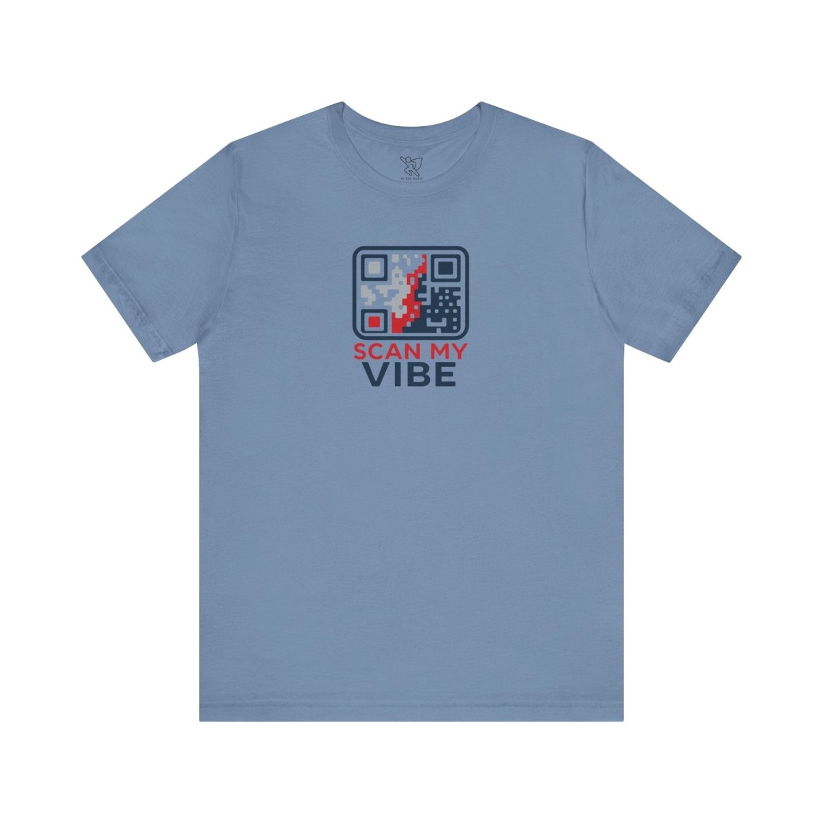 "Scan My Vibe" QR Code T-Shirt: Casual Wear, Summer Outfits, Unique Gift, Trendy Fashion, Fun Events CW - 2 Red Blue - AI Tee Hero