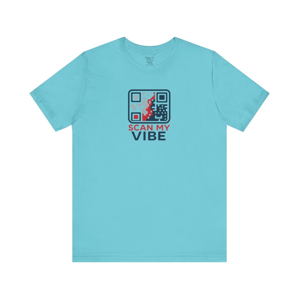 "Scan My Vibe" QR Code T-Shirt: Casual Wear, Summer Outfits, Unique Gift, Trendy Fashion, Fun Events CW - 2 Red Blue - AI Tee Hero
