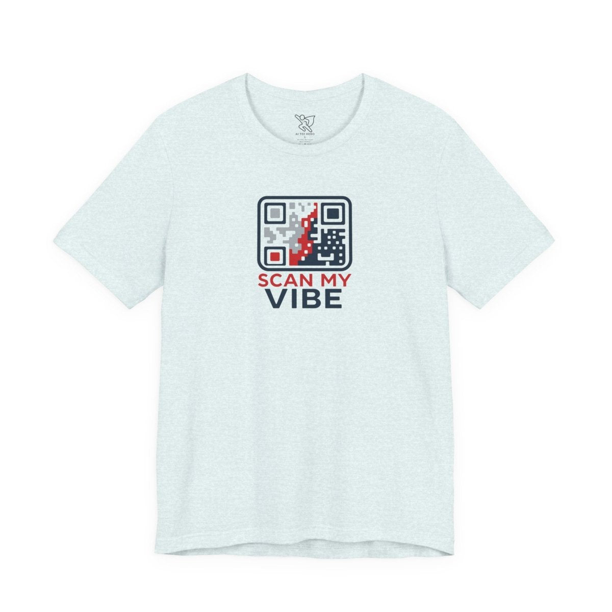 "Scan My Vibe" QR Code T-Shirt: Casual Wear, Summer Outfits, Unique Gift, Trendy Fashion, Fun Events CW - 2 Red Blue - AI Tee Hero