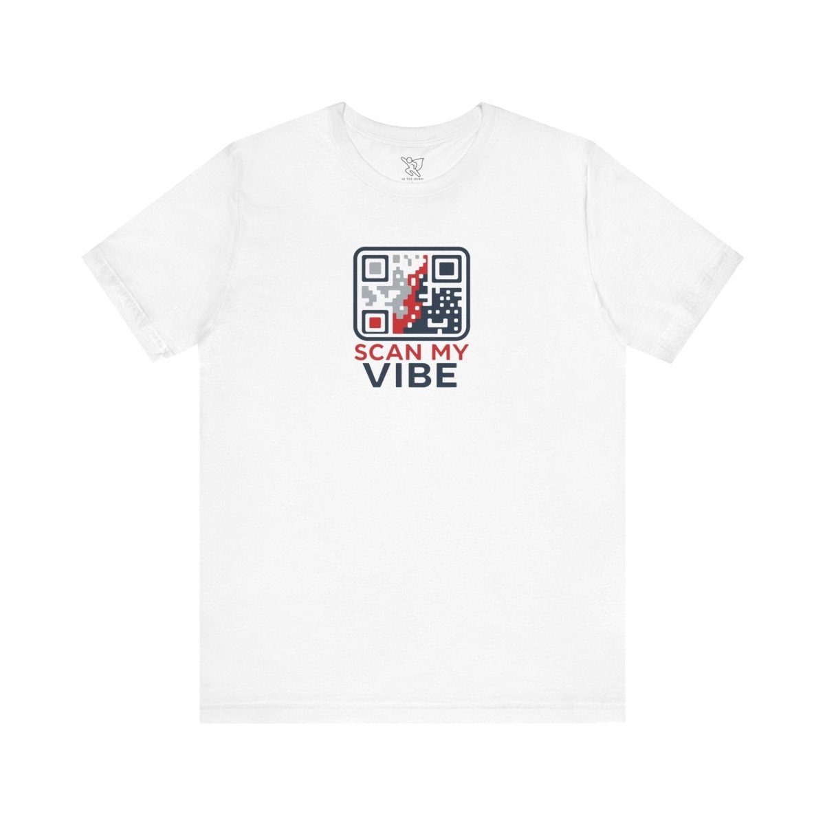 "Scan My Vibe" QR Code T-Shirt: Casual Wear, Summer Outfits, Unique Gift, Trendy Fashion, Fun Events CW - 2 Red Blue - AI Tee Hero