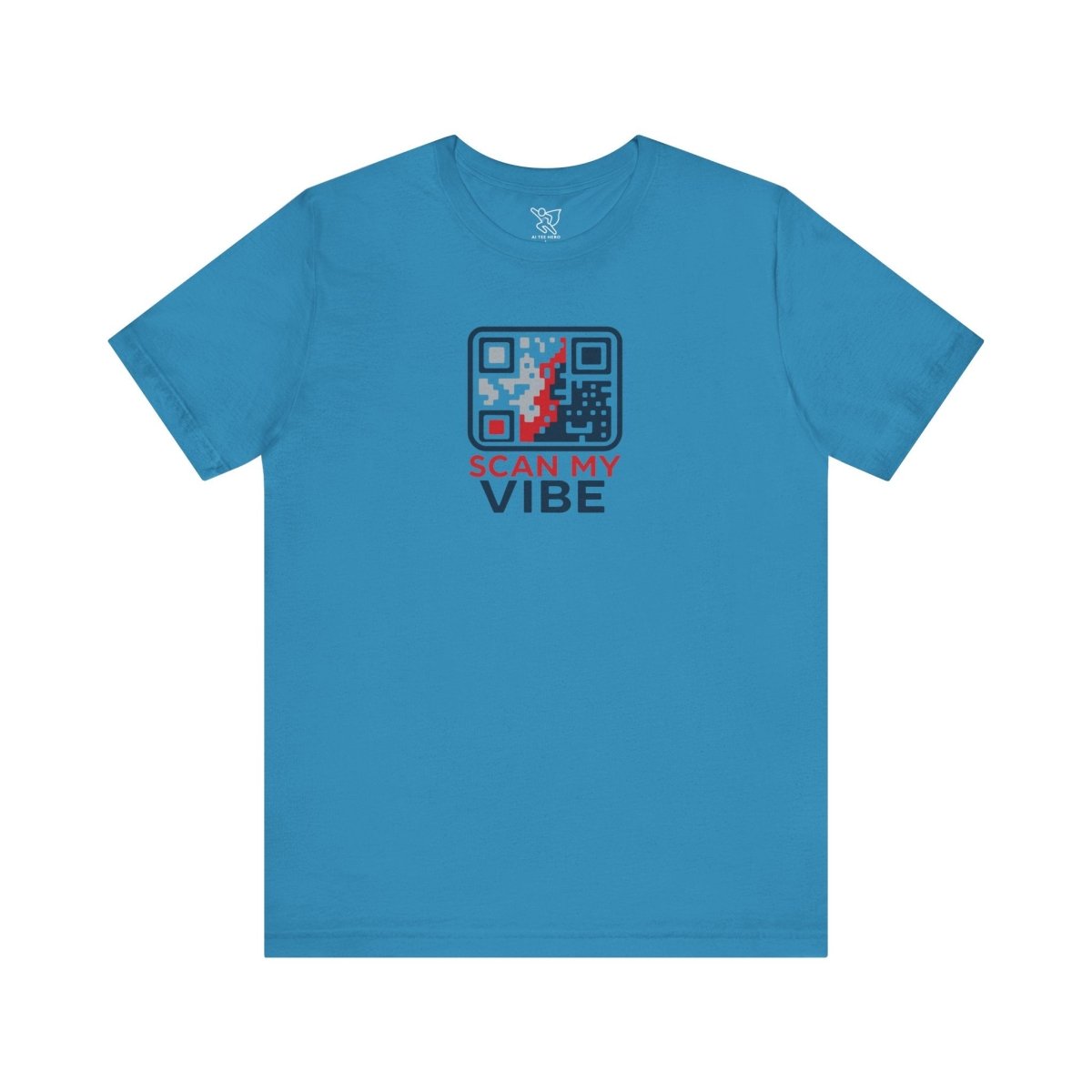 "Scan My Vibe" QR Code T-Shirt: Casual Wear, Summer Outfits, Unique Gift, Trendy Fashion, Fun Events CW - 2 Red Blue - AI Tee Hero