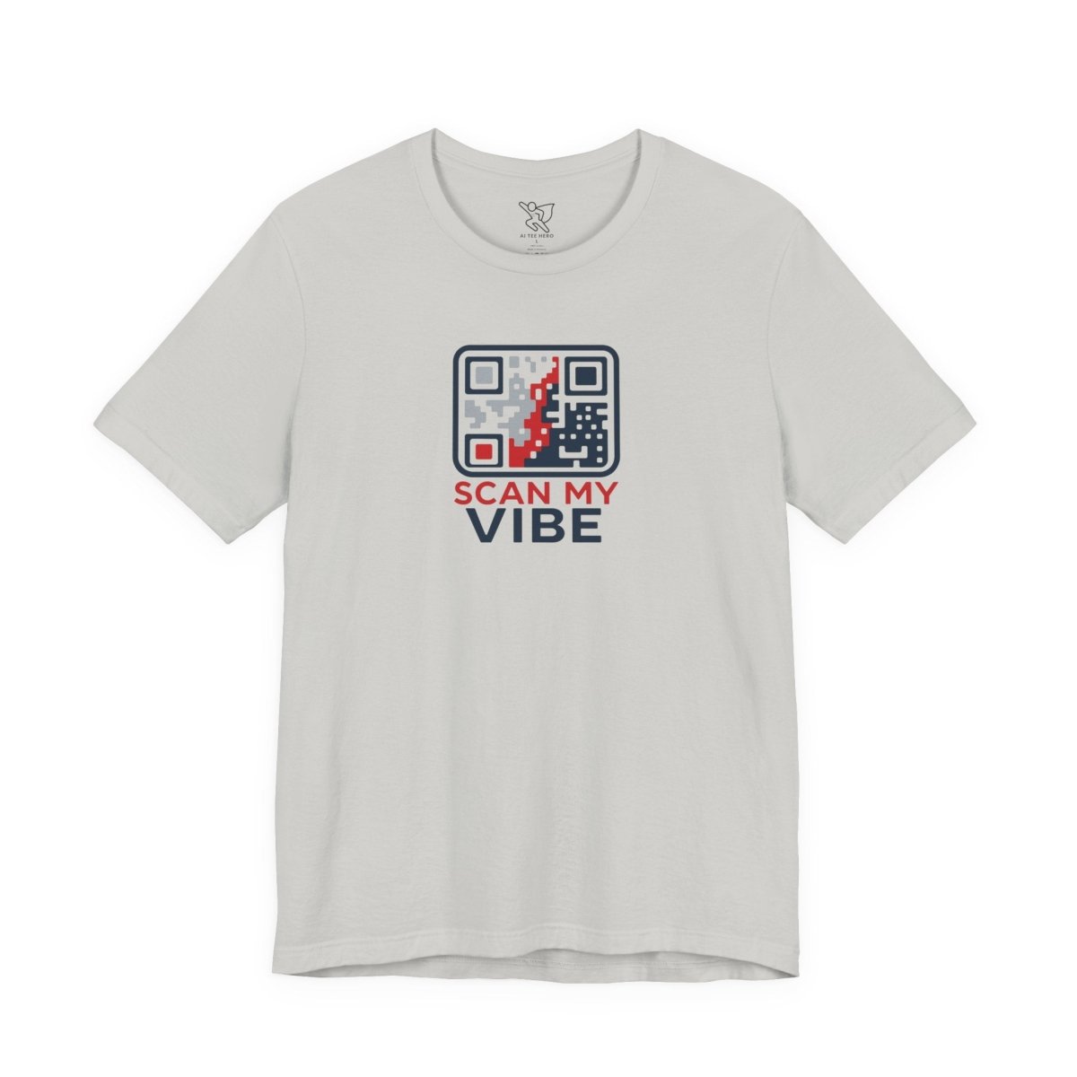 "Scan My Vibe" QR Code T-Shirt: Casual Wear, Summer Outfits, Unique Gift, Trendy Fashion, Fun Events CW - 2 Red Blue - AI Tee Hero