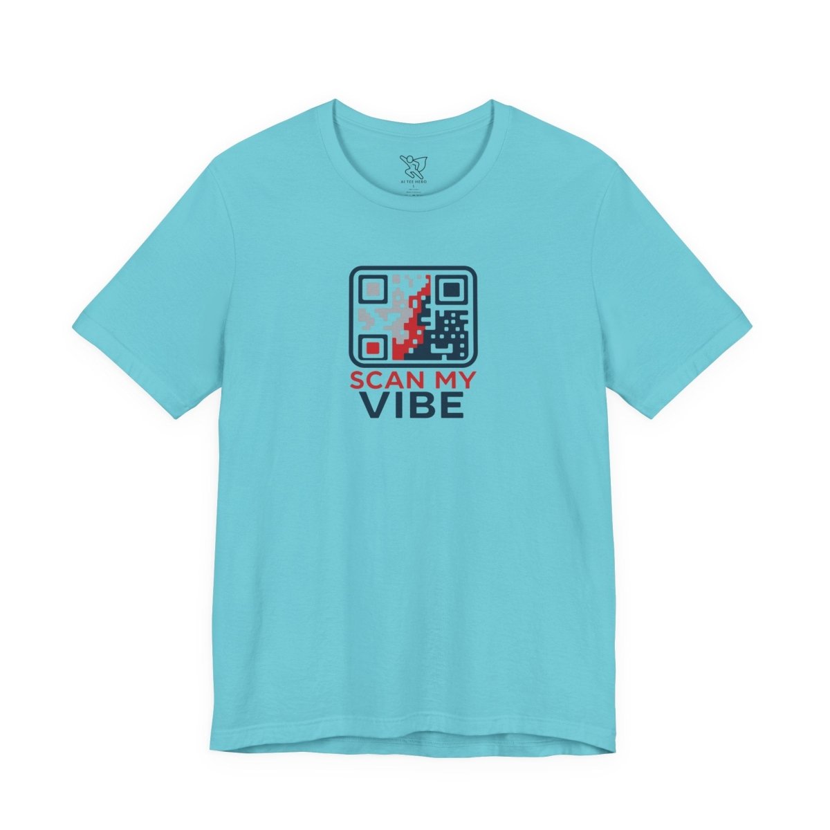 "Scan My Vibe" QR Code T-Shirt: Casual Wear, Summer Outfits, Unique Gift, Trendy Fashion, Fun Events CW - 2 Red Blue - AI Tee Hero