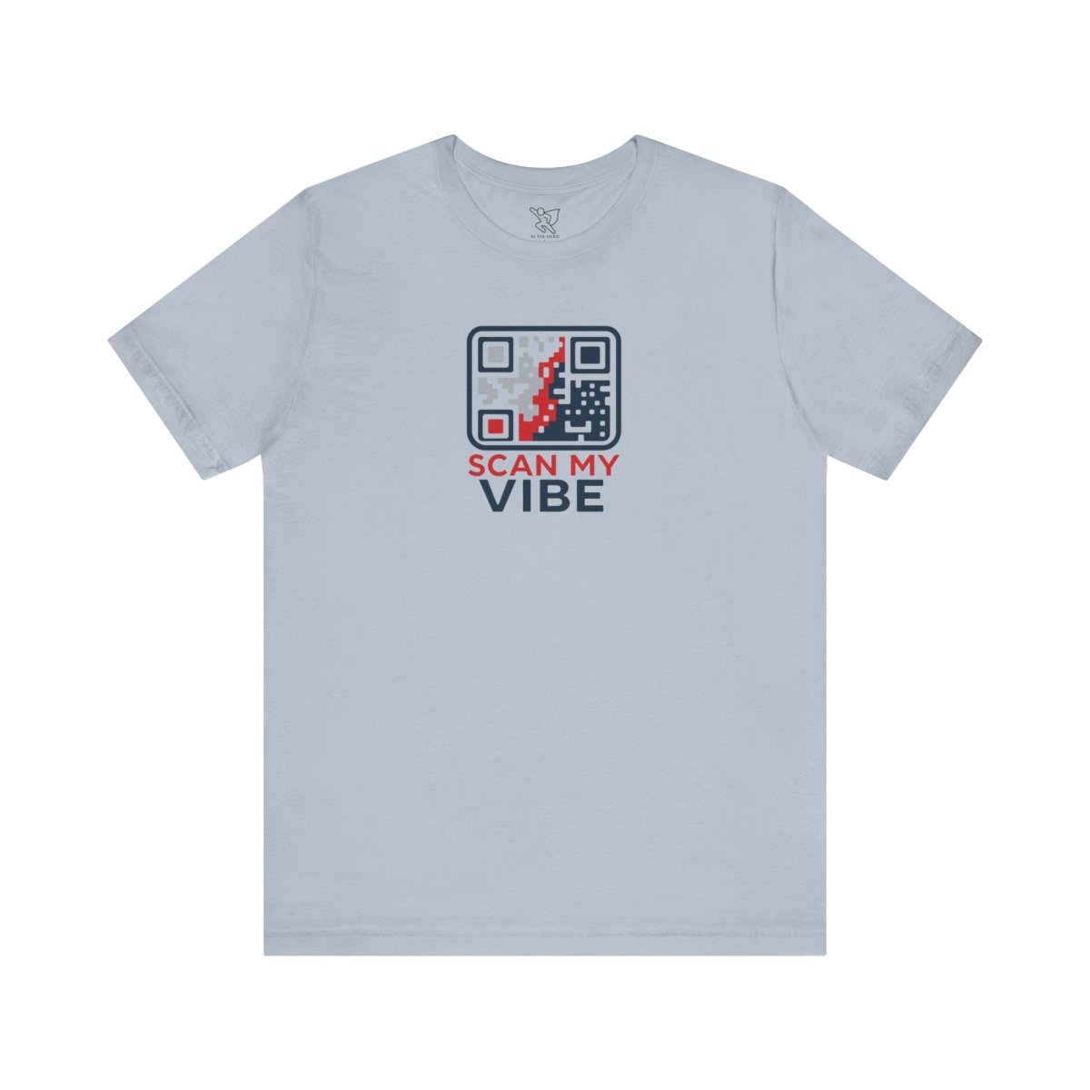 "Scan My Vibe" QR Code T-Shirt: Casual Wear, Summer Outfits, Unique Gift, Trendy Fashion, Fun Events CW - 2 Red Blue - AI Tee Hero
