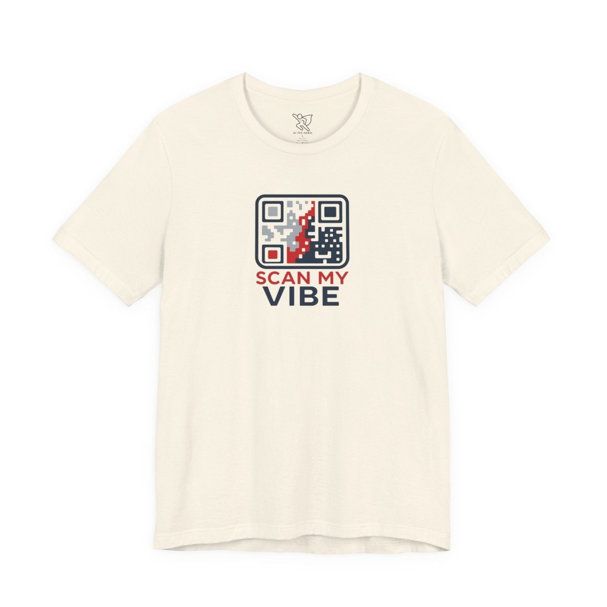 "Scan My Vibe" QR Code T-Shirt: Casual Wear, Summer Outfits, Unique Gift, Trendy Fashion, Fun Events CW - 2 Red Blue - AI Tee Hero