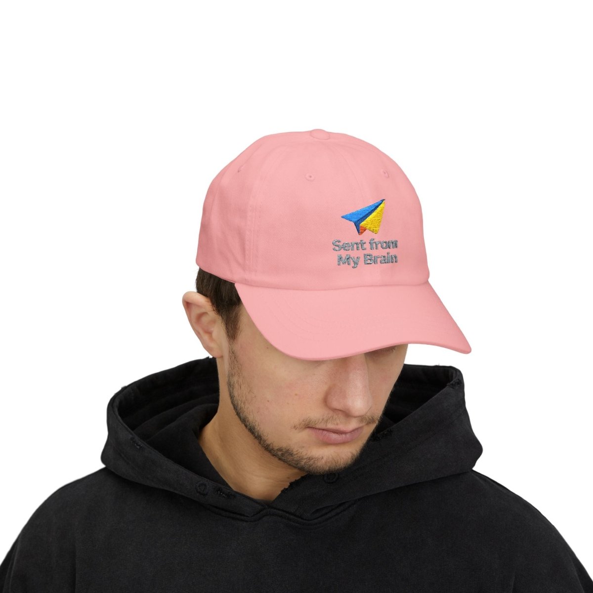 "Sent from My Brain" Classic Dad Cap, Embroidered Hat for Dads, Funny Gift for Father's Day, Casual Summer Accessory, Unisex Dad Hat - AI Tee Hero