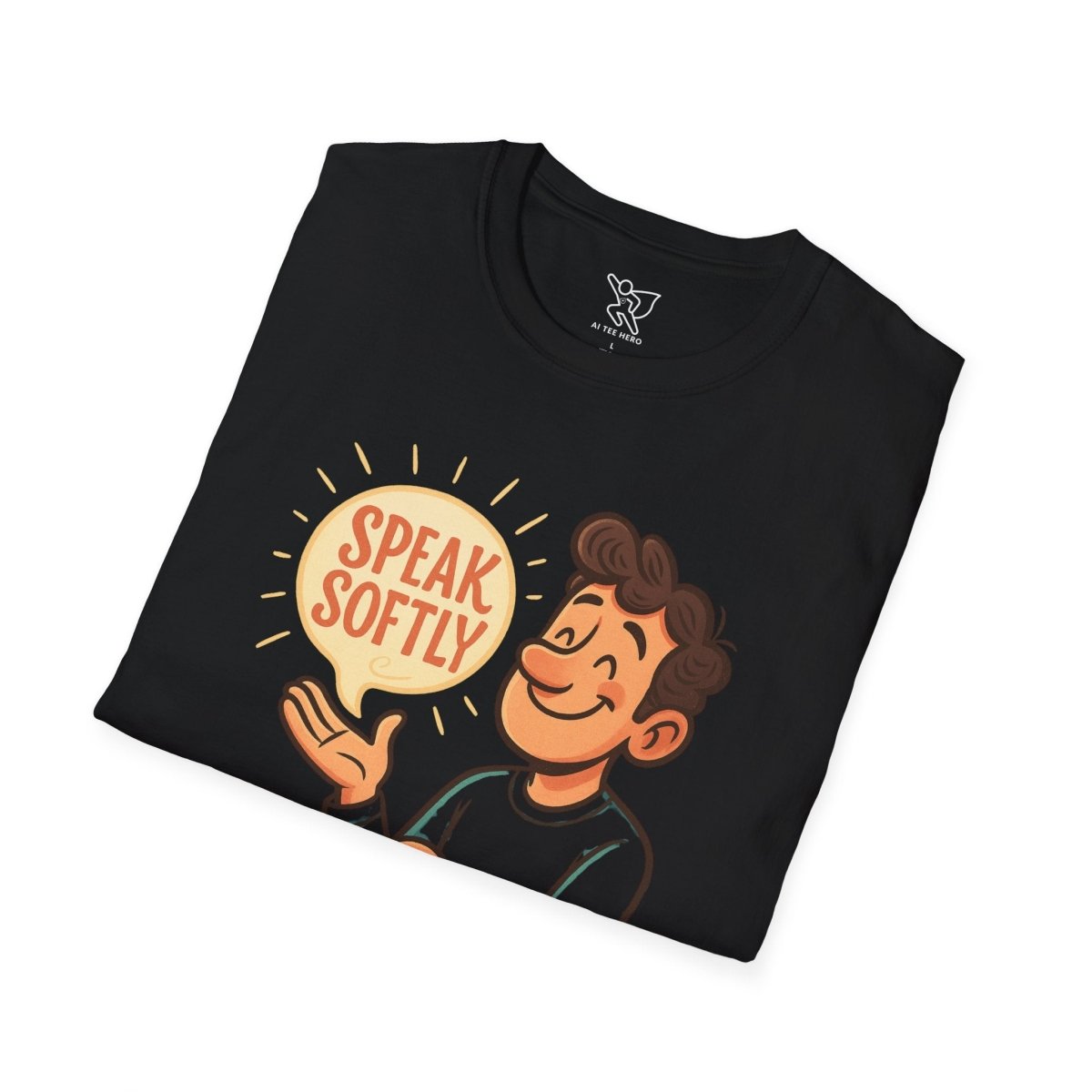 "Speak Softly" Unisex T-Shirt Softstyle Graphic Tee, Mindfulness and Relax Vibe, Inner Peace - MINDSet Collection - AI Tee Hero