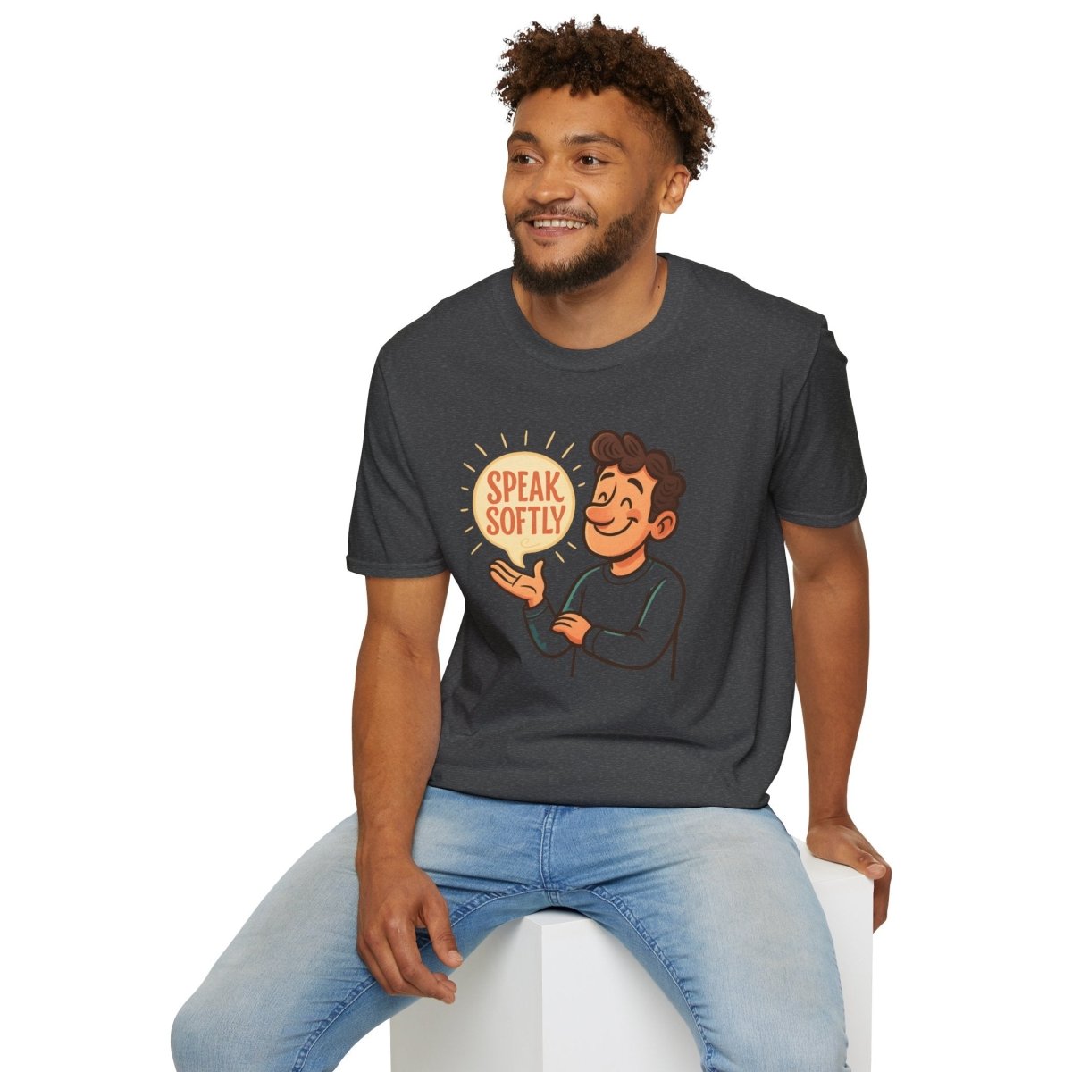 "Speak Softly" Unisex T-Shirt Softstyle Graphic Tee, Mindfulness and Relax Vibe, Inner Peace - MINDSet Collection - AI Tee Hero