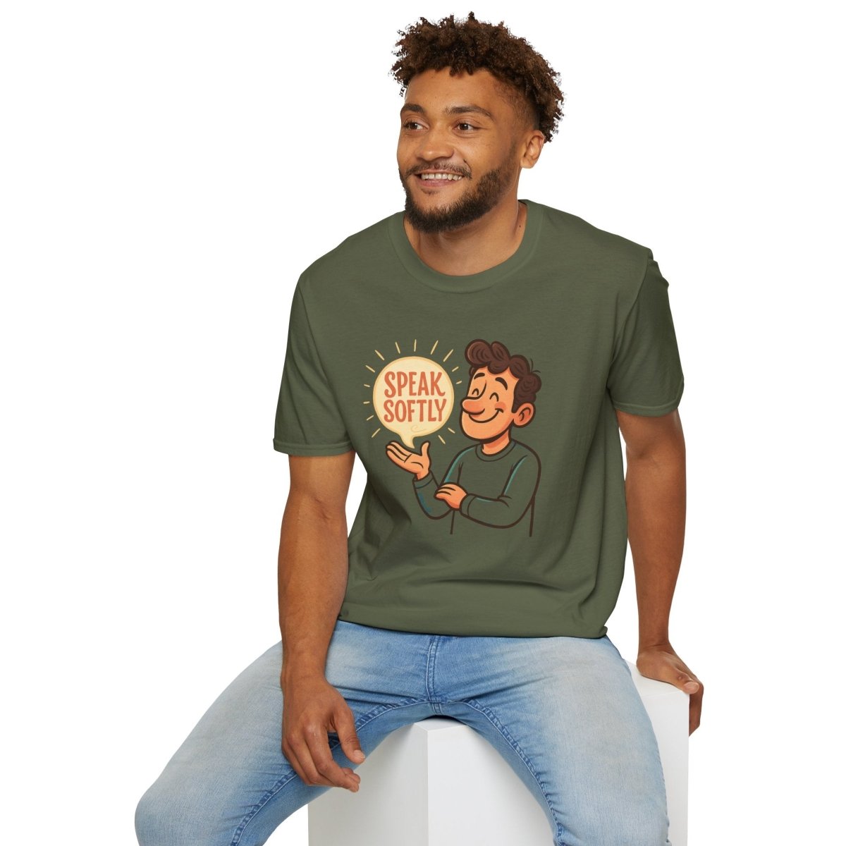 "Speak Softly" Unisex T-Shirt Softstyle Graphic Tee, Mindfulness and Relax Vibe, Inner Peace - MINDSet Collection - AI Tee Hero