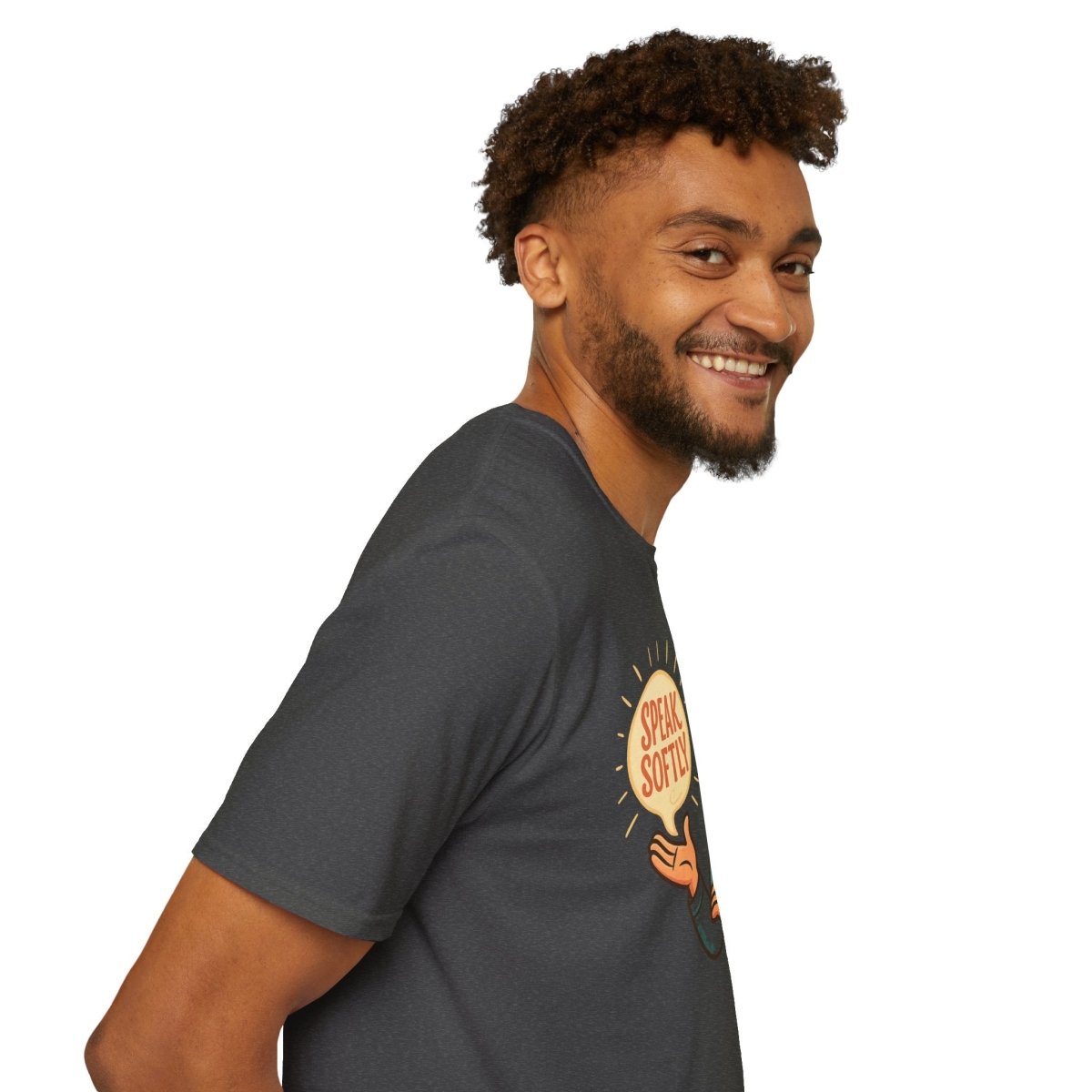 "Speak Softly" Unisex T-Shirt Softstyle Graphic Tee, Mindfulness and Relax Vibe, Inner Peace - MINDSet Collection - AI Tee Hero