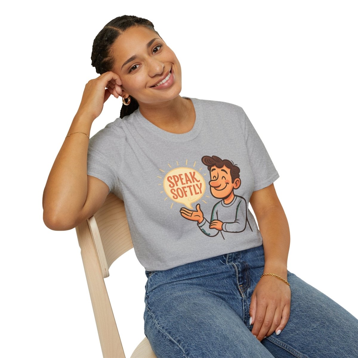 "Speak Softly" Unisex T-Shirt Softstyle Graphic Tee, Mindfulness and Relax Vibe, Inner Peace - MINDSet Collection - AI Tee Hero