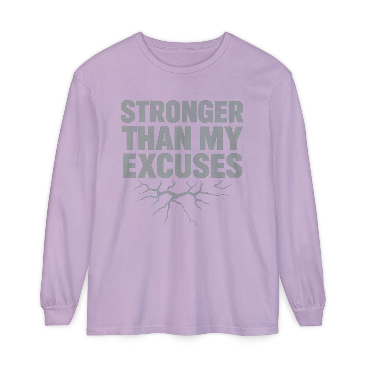 "Stronger Than My Excuses" Empowering Long Sleeve T-Shirt, Motivational Shirt for Fitness, Casual Wear, Gift for Friends, Workout Apparel, Quotes Tee - AI Tee Hero