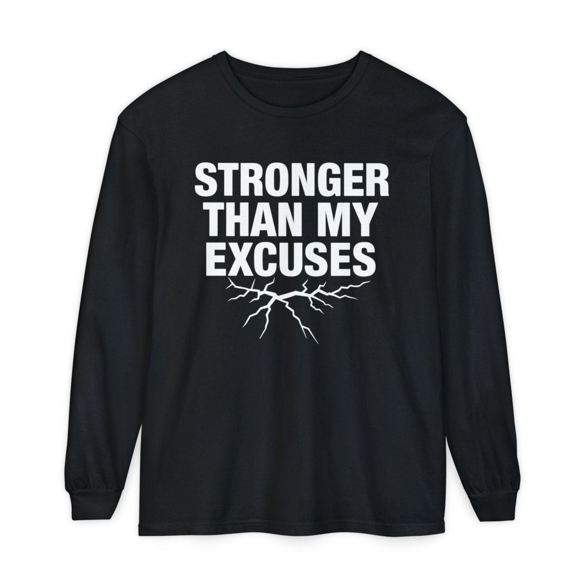 "Stronger Than My Excuses" Empowering Long Sleeve T-Shirt, Motivational Shirt for Fitness, Casual Wear, Gift for Friends, Workout Apparel, Quotes Tee - AI Tee Hero