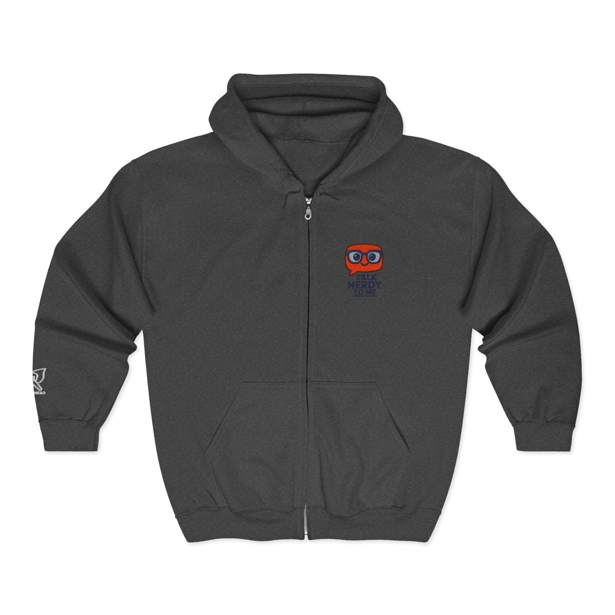 "Talk Nerdy to Me" Funny Graphic Zip - Up Hoodie, Cozy Sweatshirt for Friends, Perfect for Gifting on Birthdays or Holidays, Casual Wear - AI Tee Hero