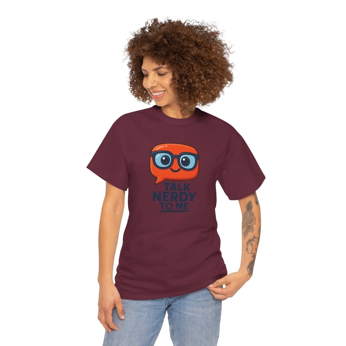 "Talk Nerdy to Me" Geeky Humor T-Shirt, Fun Cotton Tee, Nerdy Gift, Unisex Graphic Tee, Casual Everyday Wear - AI Tee Hero
