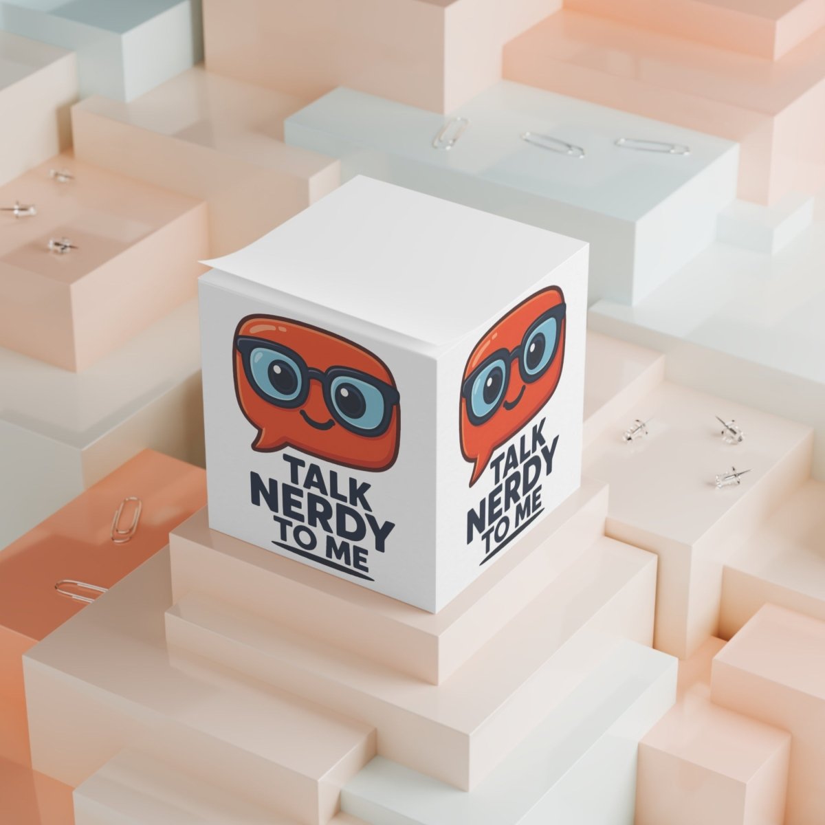 "Talk Nerdy to Me" Note Cube, Cute Desk Accessory, Office Supply, Gift for Students, Quirky Home Decor - AI Tee Hero