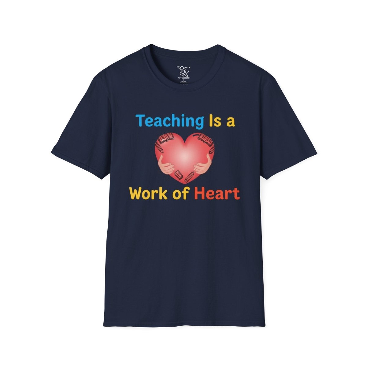 "Teaching Is a Work of Heart" CW - 1 Unisex Teacher Gift, Softstyle Tee, Appreciation Day Apparel, Back to School Clothing - AI Tee Hero