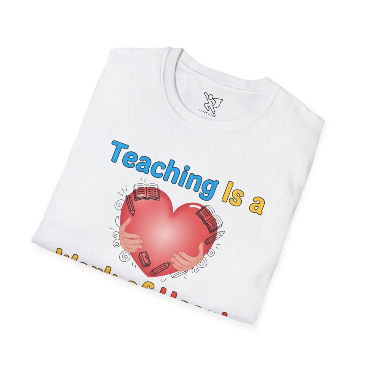 "Teaching Is a Work of Heart" CW - 1 Unisex Teacher Gift, Softstyle Tee, Appreciation Day Apparel, Back to School Clothing - AI Tee Hero