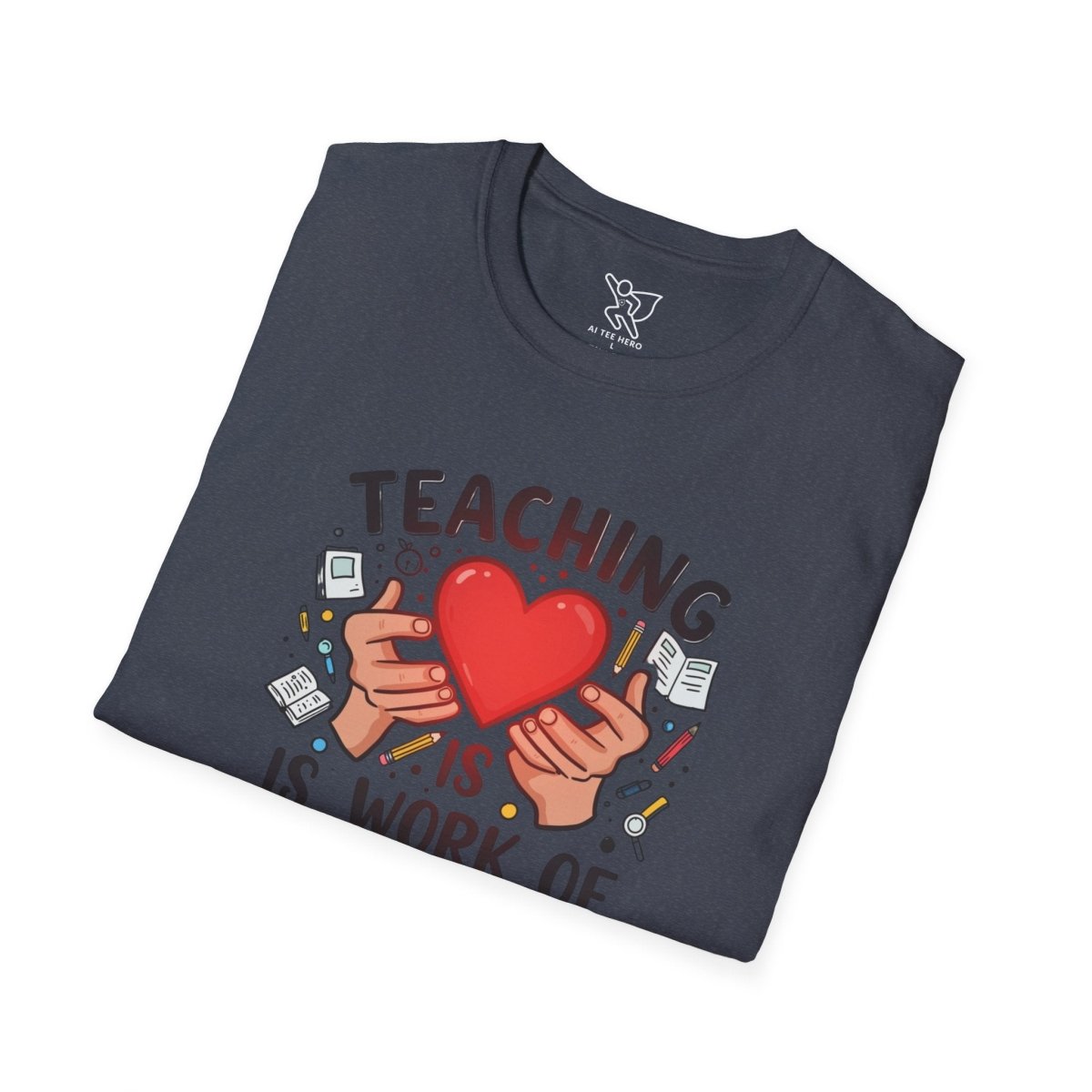 "Teaching Is a Work of Heart" CW - 3 Unisex Teacher Gift, Softstyle Tee, Appreciation Day Apparel, Back to School Clothing - AI Tee Hero