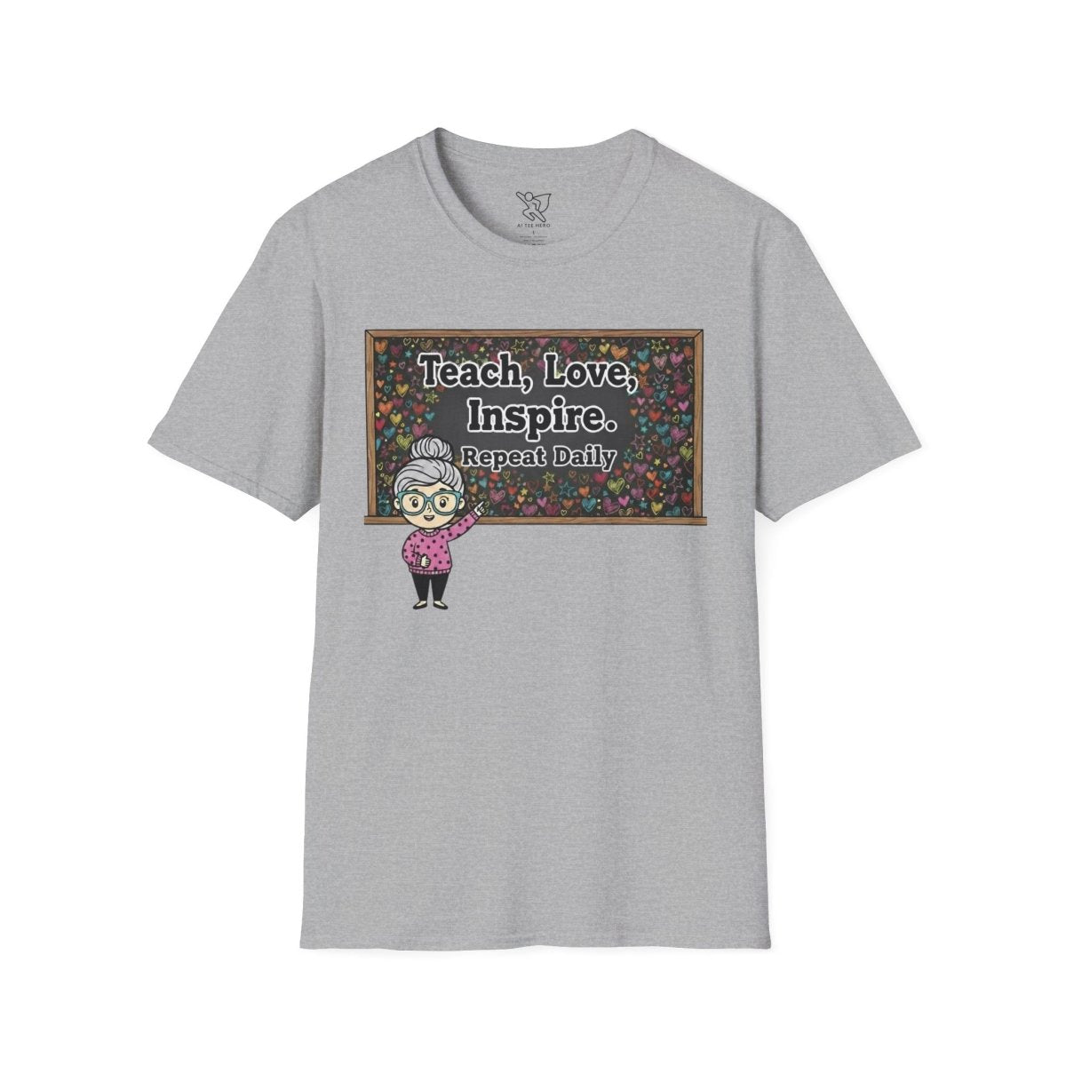 "Teach.Love.Inspire. Repeat Daily" CW - 1 Inspire Teacher T-Shirt, Gifts for Educators, Inspirational Tees, Cute Classroom Apparel, Teach Love Inspire Shirt - AI Tee Hero