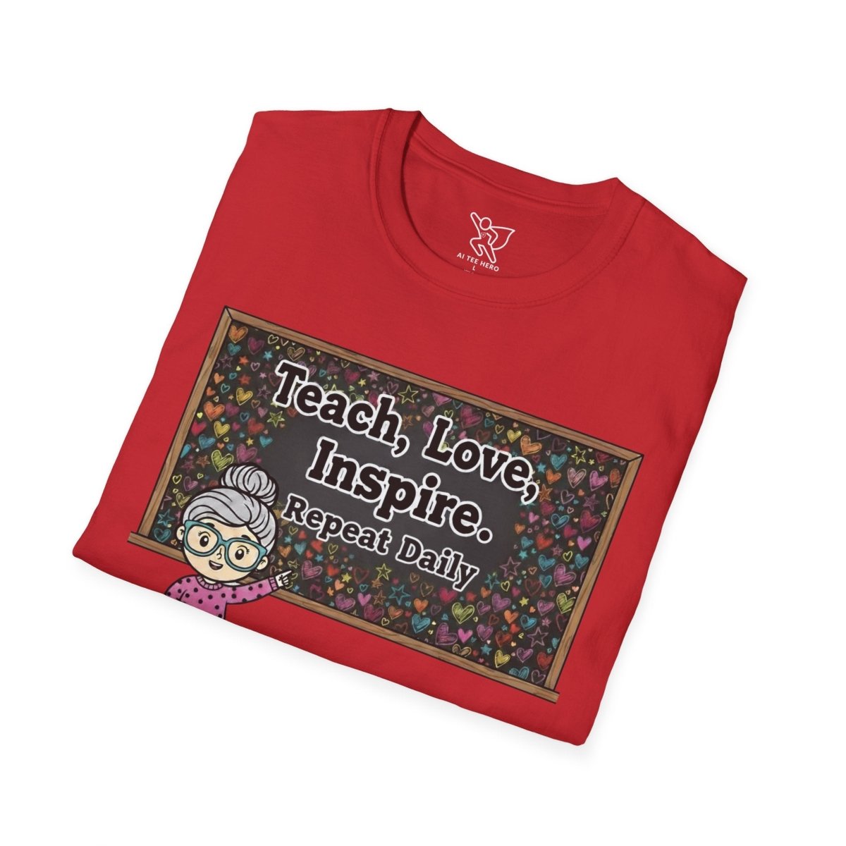 "Teach.Love.Inspire. Repeat Daily" CW - 1 Inspire Teacher T-Shirt, Gifts for Educators, Inspirational Tees, Cute Classroom Apparel, Teach Love Inspire Shirt - AI Tee Hero