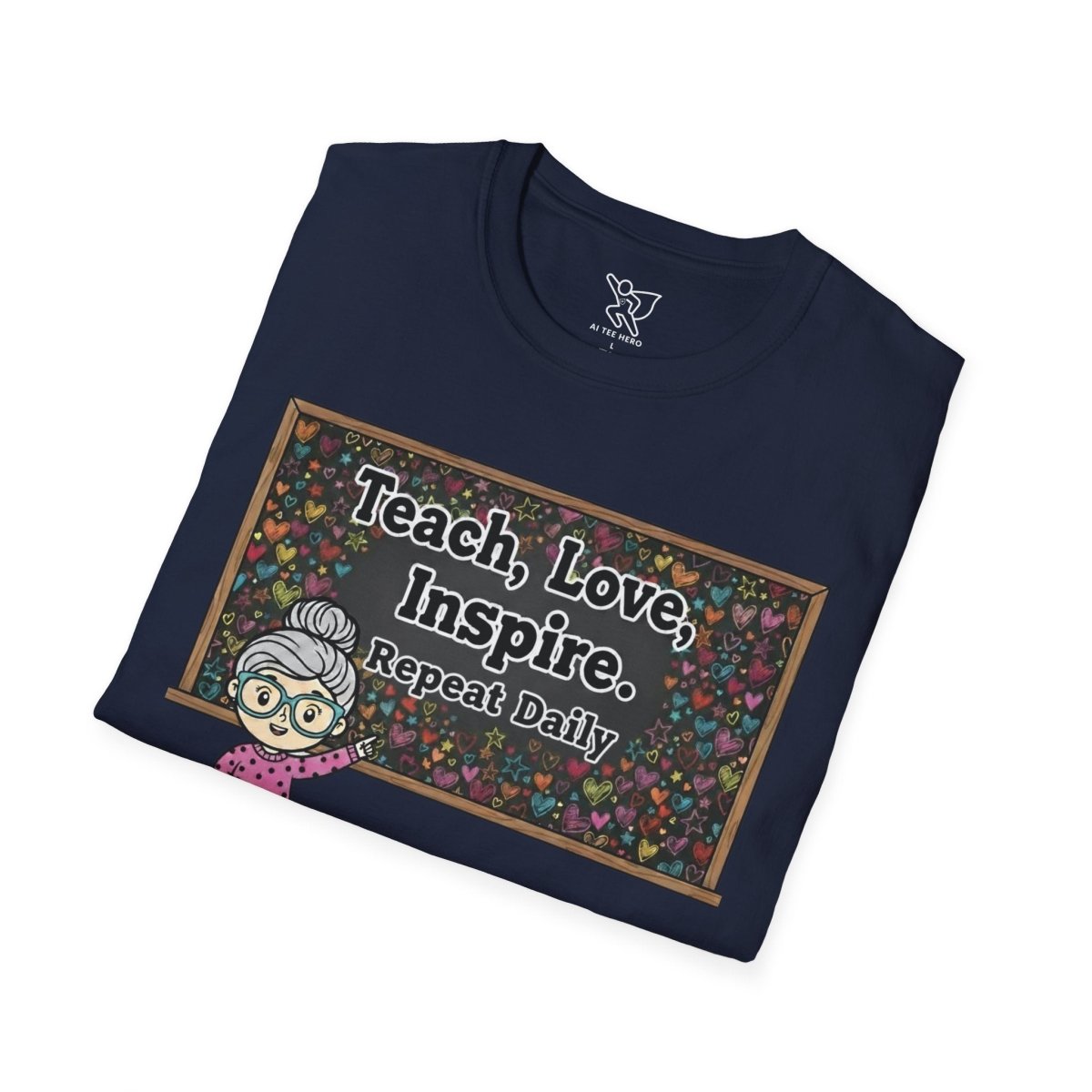 "Teach.Love.Inspire. Repeat Daily" CW - 1 Inspire Teacher T-Shirt, Gifts for Educators, Inspirational Tees, Cute Classroom Apparel, Teach Love Inspire Shirt - AI Tee Hero