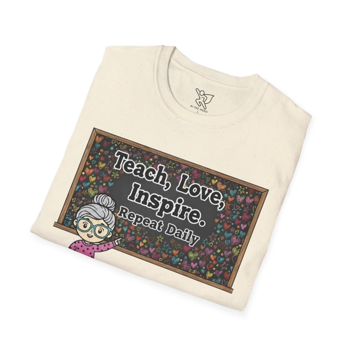 "Teach.Love.Inspire. Repeat Daily" CW - 1 Inspire Teacher T-Shirt, Gifts for Educators, Inspirational Tees, Cute Classroom Apparel, Teach Love Inspire Shirt - AI Tee Hero