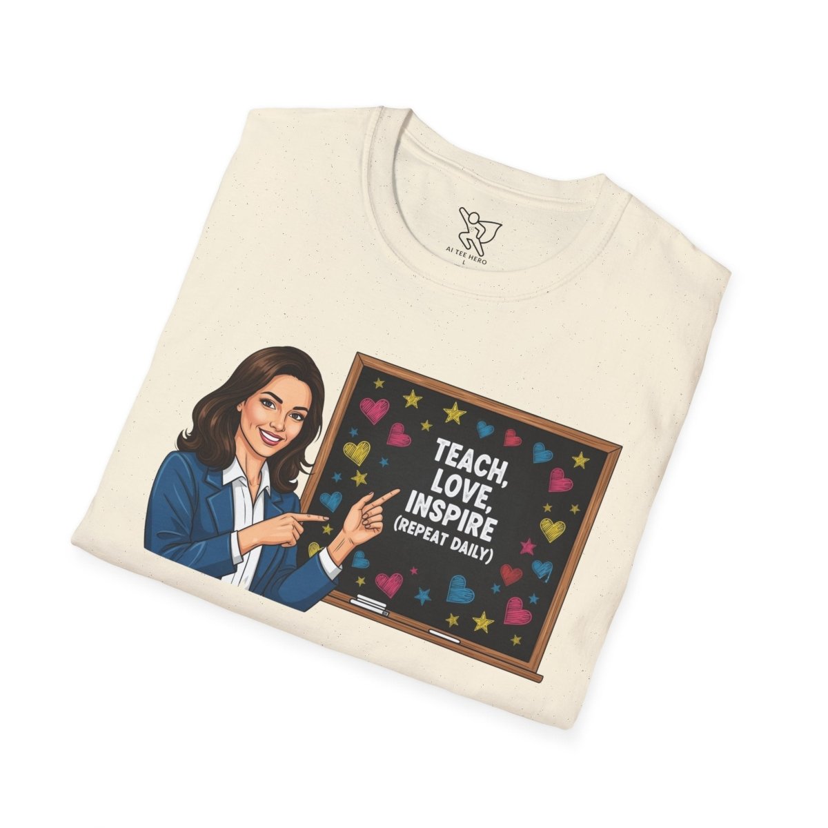 "Teach.Love.Inspire. Repeat Daily" CW - 2 Inspire Teacher T-Shirt, Gifts for Educators, Inspirational Tees, Cute Classroom Apparel, Teach Love Inspire Shirt - AI Tee Hero