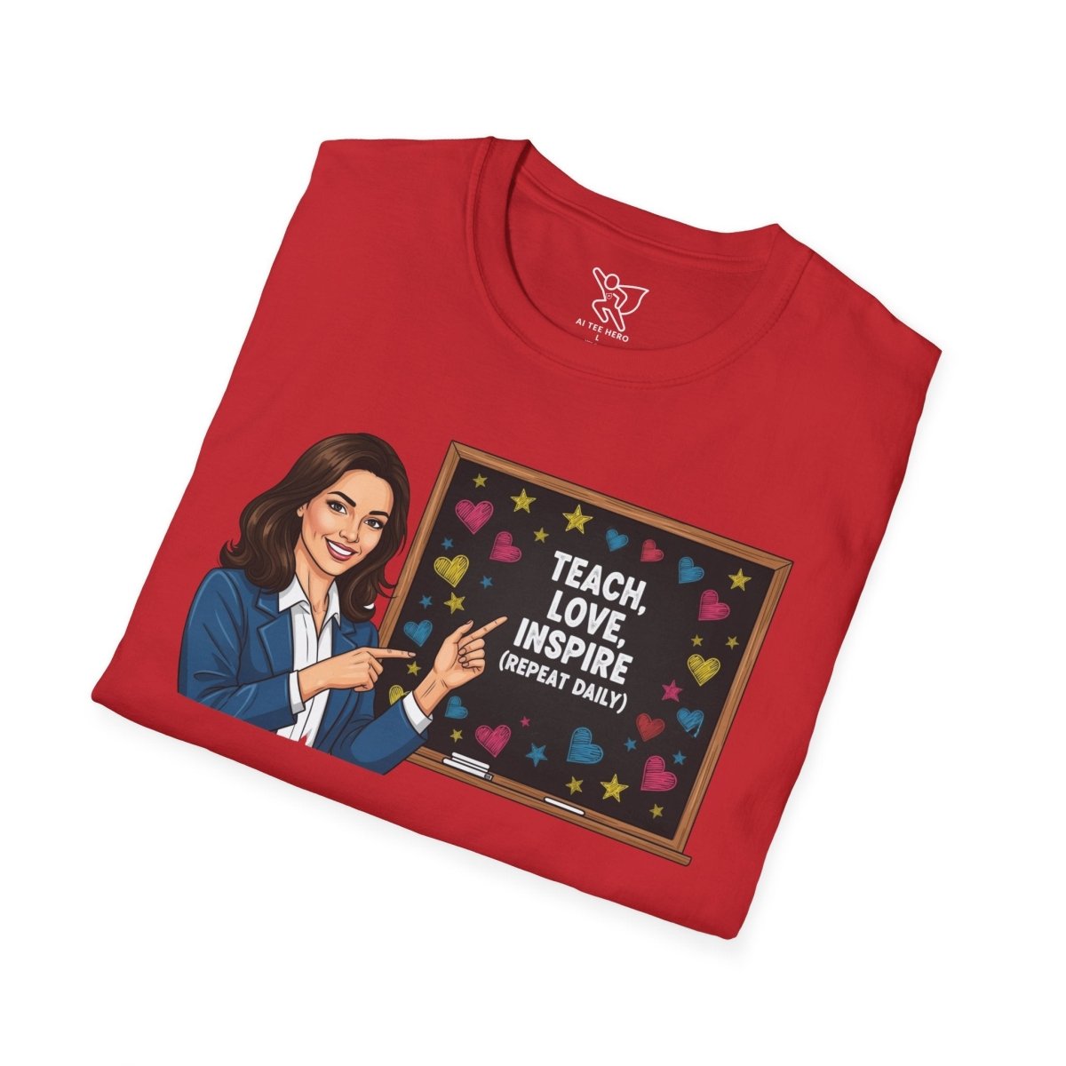 "Teach.Love.Inspire. Repeat Daily" CW - 2 Inspire Teacher T-Shirt, Gifts for Educators, Inspirational Tees, Cute Classroom Apparel, Teach Love Inspire Shirt - AI Tee Hero