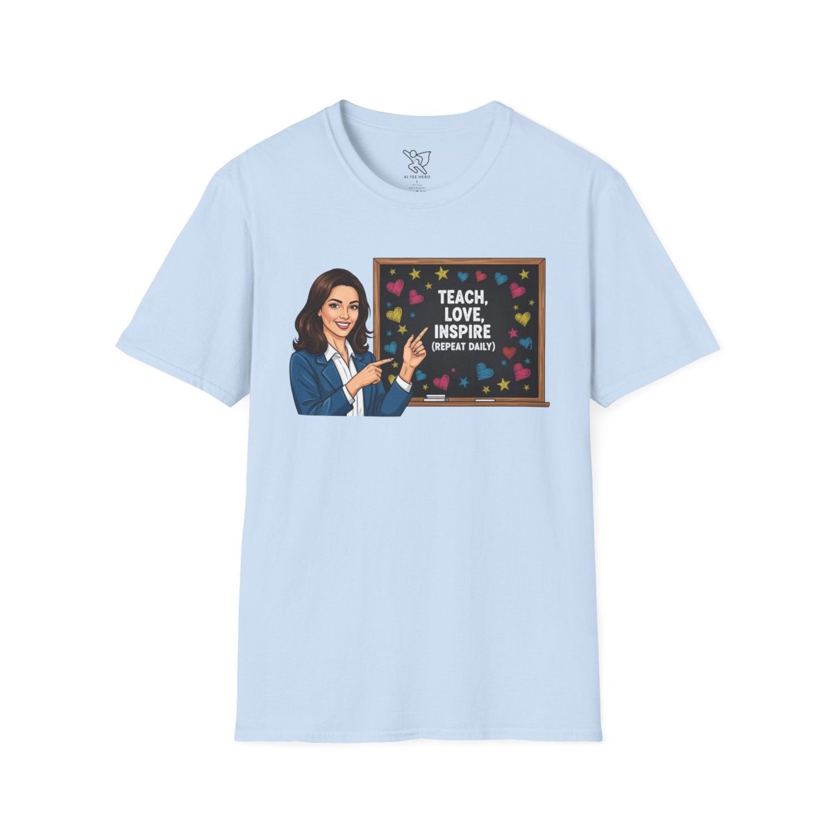 "Teach.Love.Inspire. Repeat Daily" CW - 2 Inspire Teacher T-Shirt, Gifts for Educators, Inspirational Tees, Cute Classroom Apparel, Teach Love Inspire Shirt - AI Tee Hero