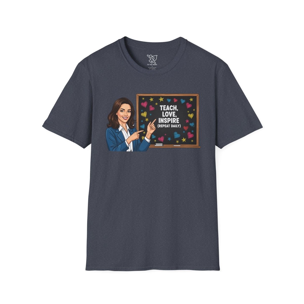 "Teach.Love.Inspire. Repeat Daily" CW - 2 Inspire Teacher T-Shirt, Gifts for Educators, Inspirational Tees, Cute Classroom Apparel, Teach Love Inspire Shirt - AI Tee Hero