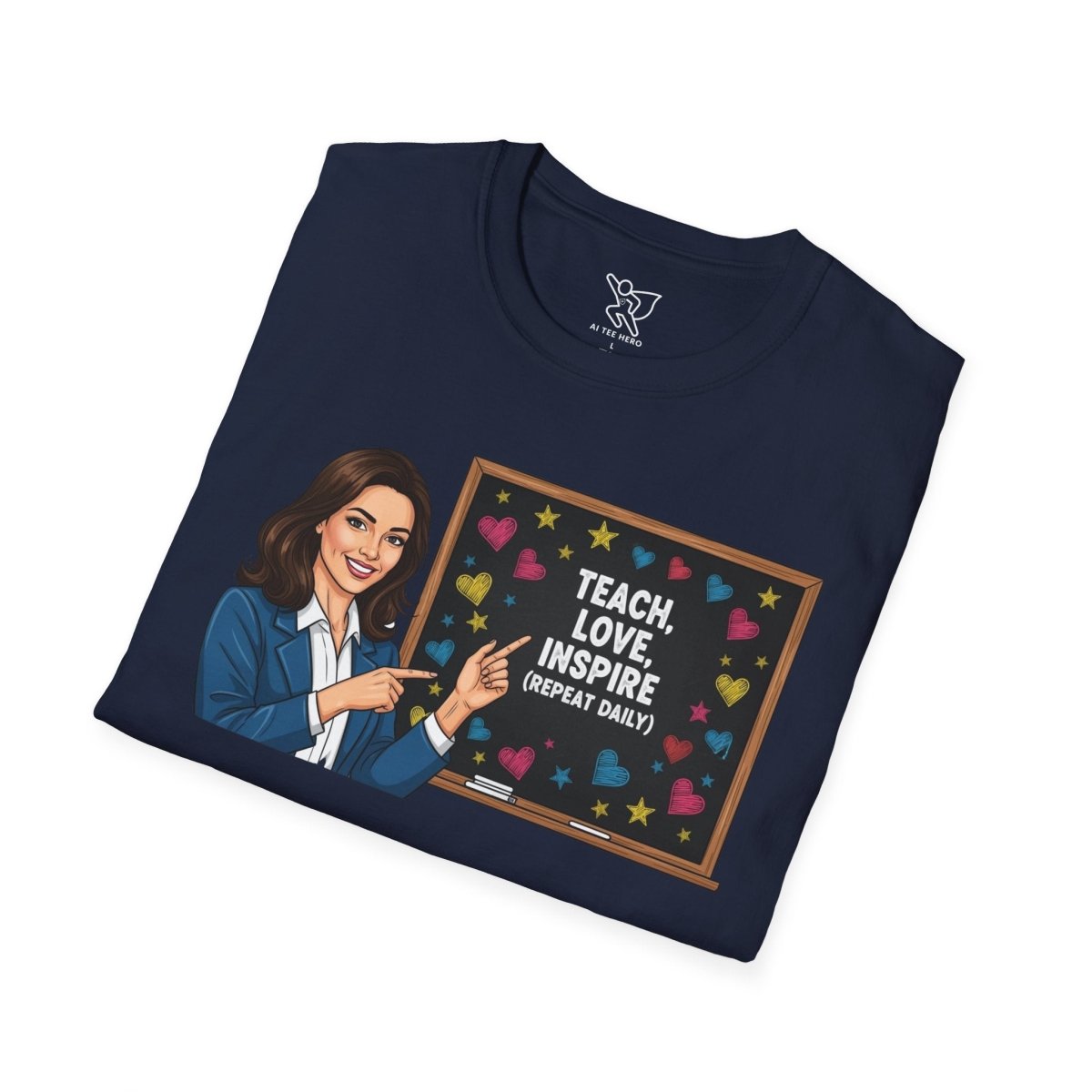 "Teach.Love.Inspire. Repeat Daily" CW - 2 Inspire Teacher T-Shirt, Gifts for Educators, Inspirational Tees, Cute Classroom Apparel, Teach Love Inspire Shirt - AI Tee Hero