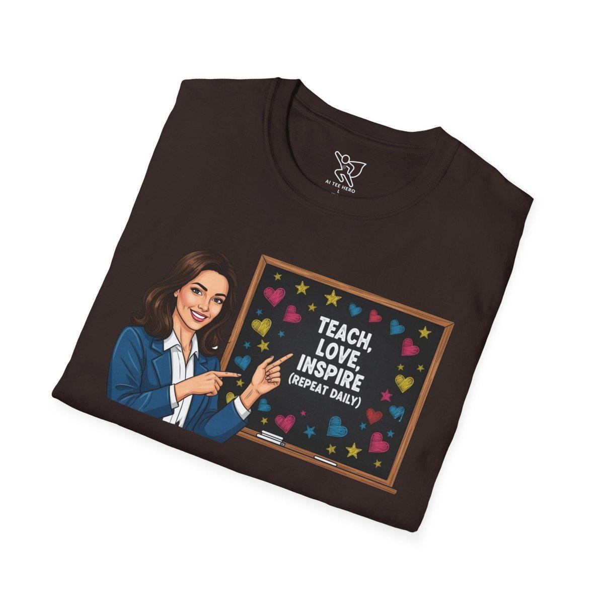 "Teach.Love.Inspire. Repeat Daily" CW - 2 Inspire Teacher T-Shirt, Gifts for Educators, Inspirational Tees, Cute Classroom Apparel, Teach Love Inspire Shirt - AI Tee Hero