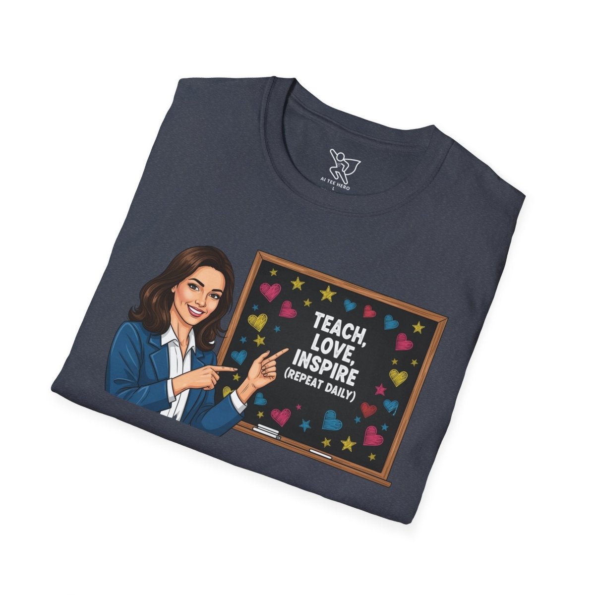 "Teach.Love.Inspire. Repeat Daily" CW - 2 Inspire Teacher T-Shirt, Gifts for Educators, Inspirational Tees, Cute Classroom Apparel, Teach Love Inspire Shirt - AI Tee Hero