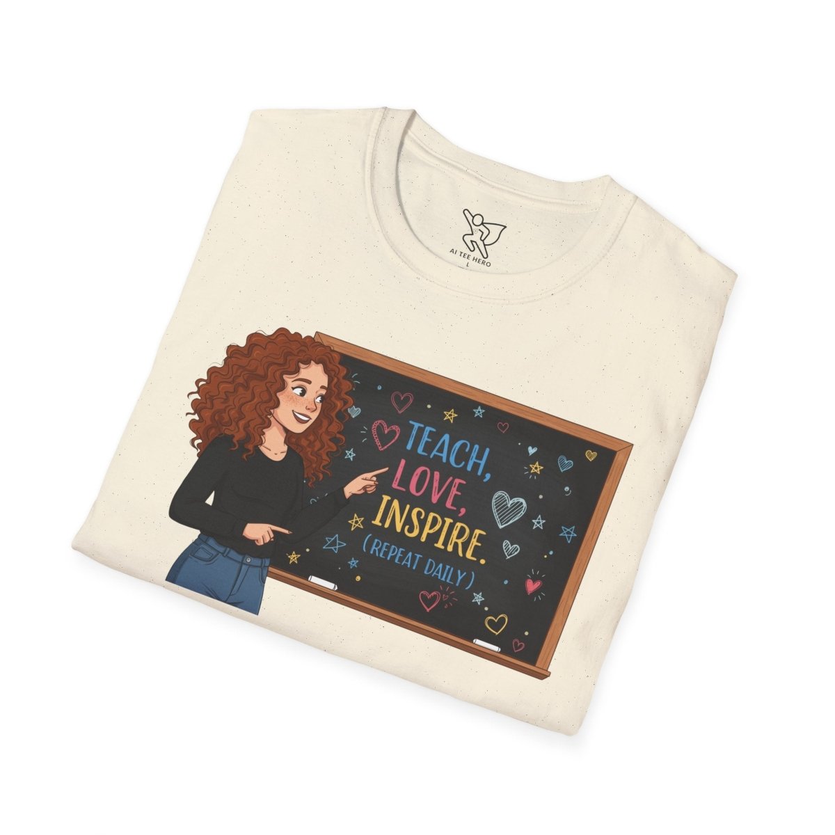 "Teach.Love.Inspire. Repeat Daily" CW - 3 Inspire Teacher T-Shirt, Gifts for Educators, Inspirational Tees, Cute Classroom Apparel, Teach Love Inspire Shirt - AI Tee Hero