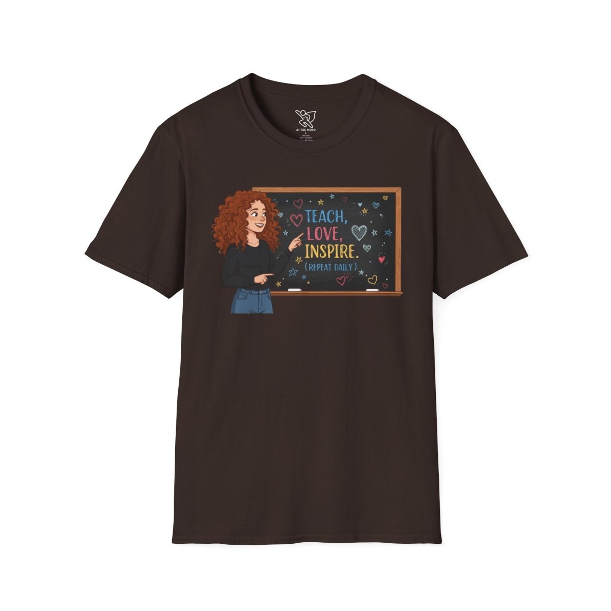 "Teach.Love.Inspire. Repeat Daily" CW - 3 Inspire Teacher T-Shirt, Gifts for Educators, Inspirational Tees, Cute Classroom Apparel, Teach Love Inspire Shirt - AI Tee Hero