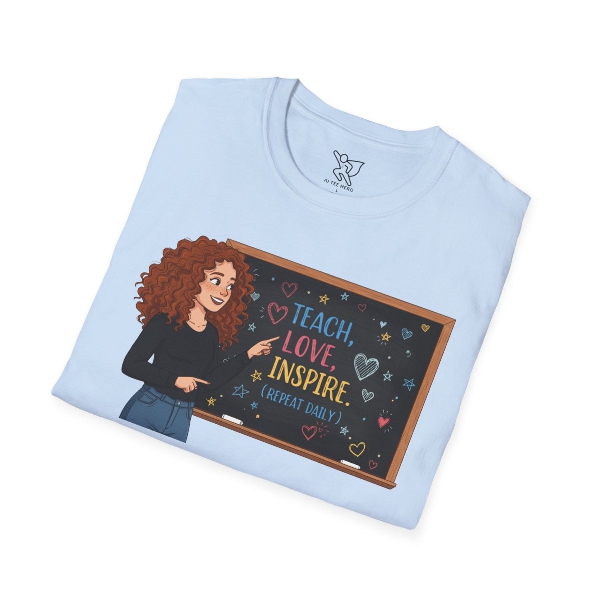 "Teach.Love.Inspire. Repeat Daily" CW - 3 Inspire Teacher T-Shirt, Gifts for Educators, Inspirational Tees, Cute Classroom Apparel, Teach Love Inspire Shirt - AI Tee Hero