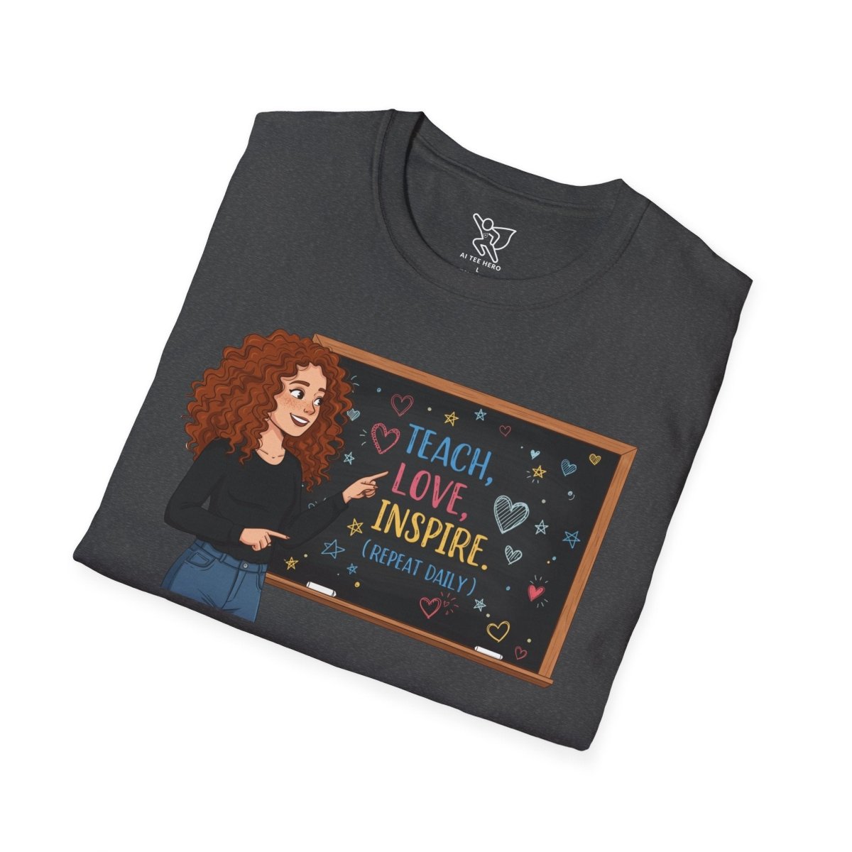 "Teach.Love.Inspire. Repeat Daily" CW - 3 Inspire Teacher T-Shirt, Gifts for Educators, Inspirational Tees, Cute Classroom Apparel, Teach Love Inspire Shirt - AI Tee Hero