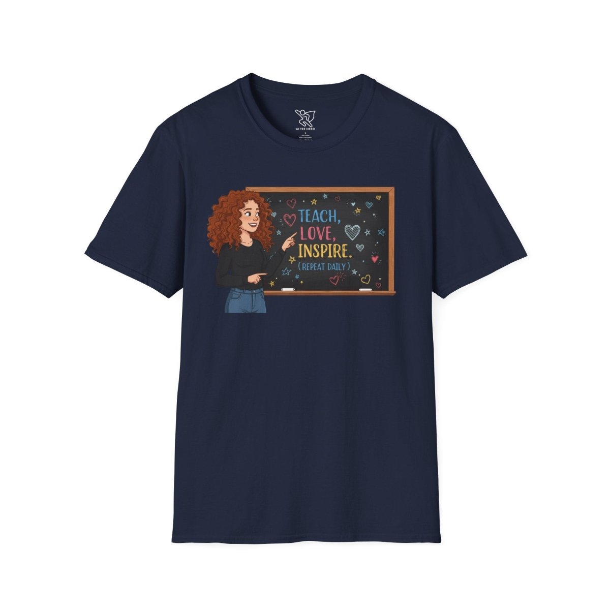 "Teach.Love.Inspire. Repeat Daily" CW - 3 Inspire Teacher T-Shirt, Gifts for Educators, Inspirational Tees, Cute Classroom Apparel, Teach Love Inspire Shirt - AI Tee Hero
