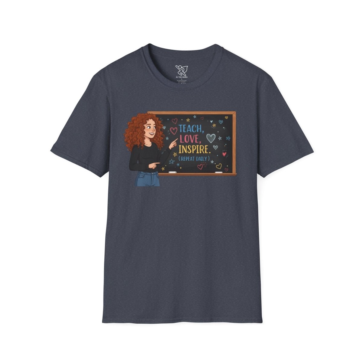 "Teach.Love.Inspire. Repeat Daily" CW - 3 Inspire Teacher T-Shirt, Gifts for Educators, Inspirational Tees, Cute Classroom Apparel, Teach Love Inspire Shirt - AI Tee Hero