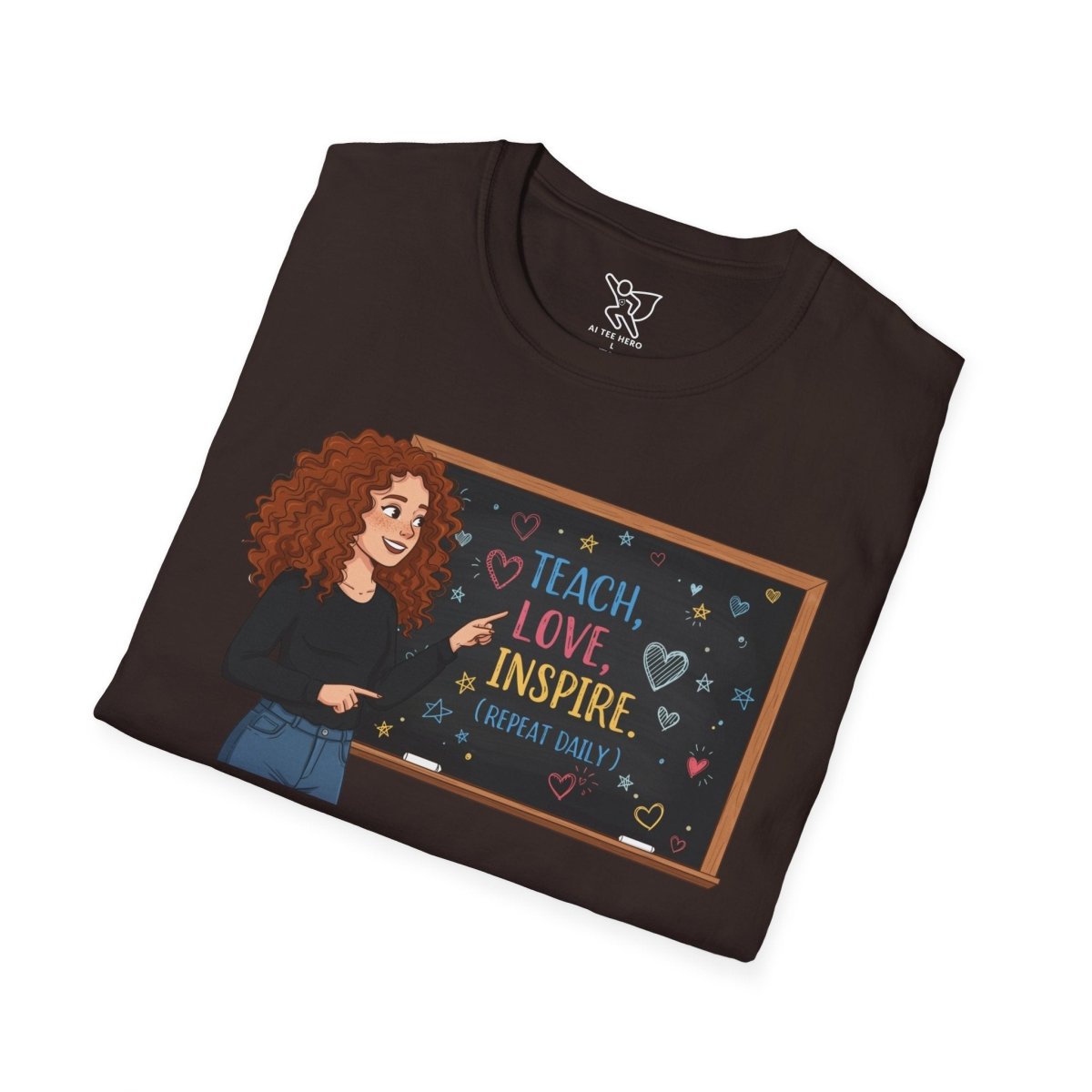 "Teach.Love.Inspire. Repeat Daily" CW - 3 Inspire Teacher T-Shirt, Gifts for Educators, Inspirational Tees, Cute Classroom Apparel, Teach Love Inspire Shirt - AI Tee Hero