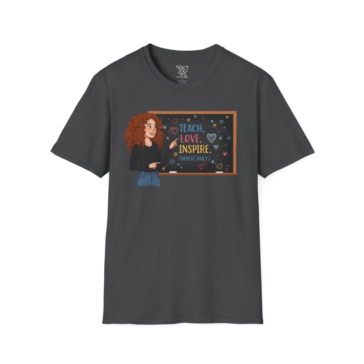 "Teach.Love.Inspire. Repeat Daily" CW - 3 Inspire Teacher T-Shirt, Gifts for Educators, Inspirational Tees, Cute Classroom Apparel, Teach Love Inspire Shirt - AI Tee Hero