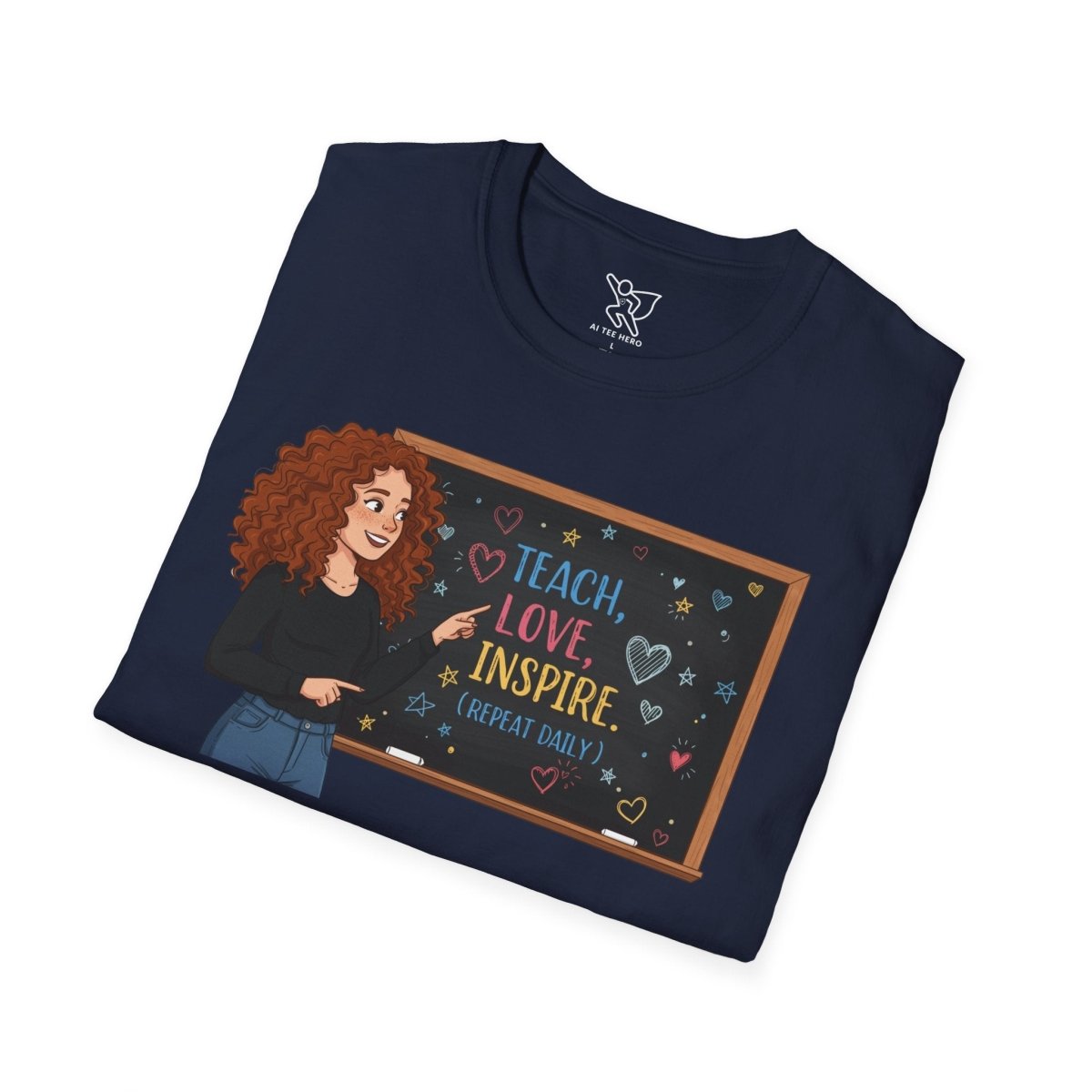 "Teach.Love.Inspire. Repeat Daily" CW - 3 Inspire Teacher T-Shirt, Gifts for Educators, Inspirational Tees, Cute Classroom Apparel, Teach Love Inspire Shirt - AI Tee Hero