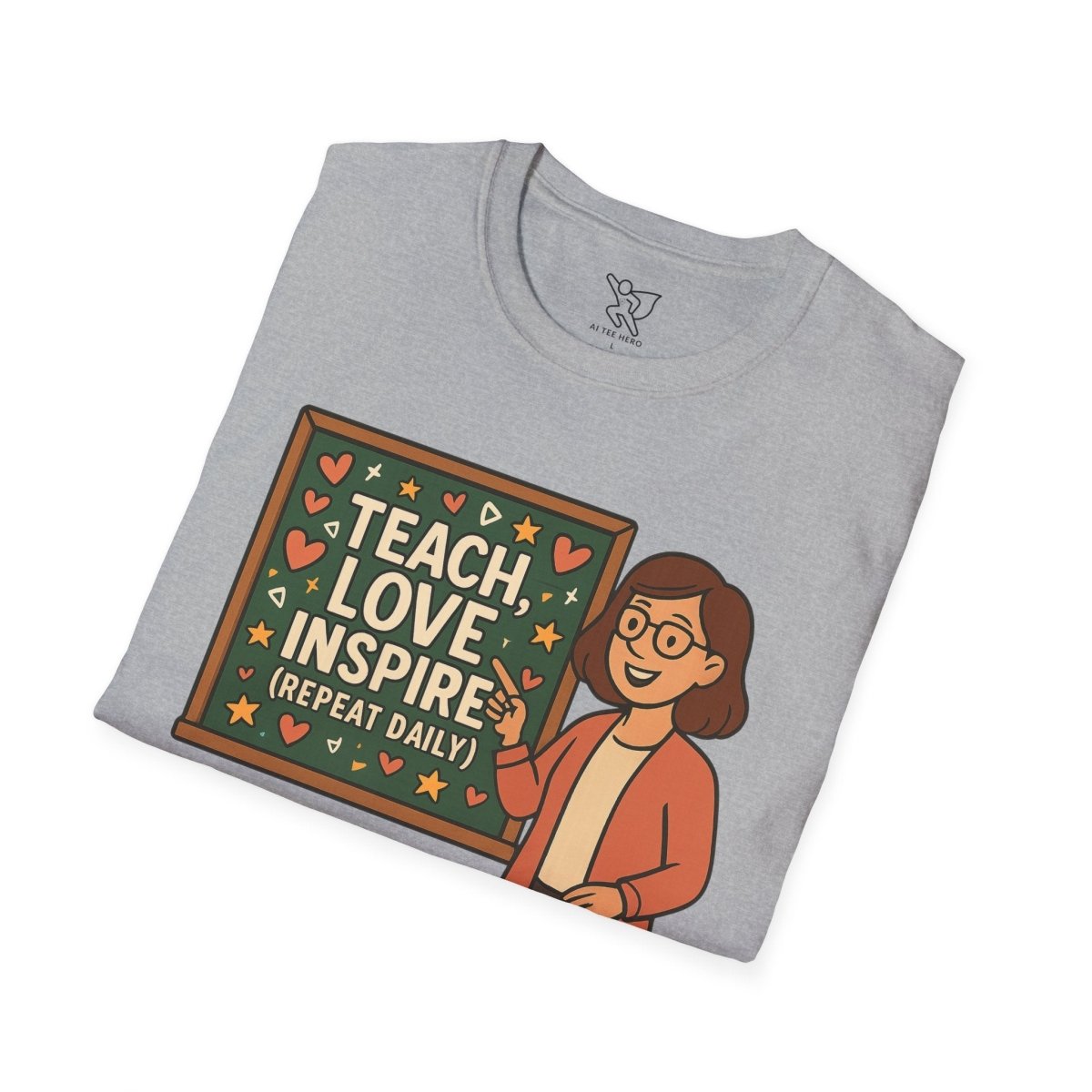 "Teach.Love.Inspire. Repeat Daily" CW - 4 Inspire Teacher T-Shirt, Gifts for Educators, Inspirational Tees, Cute Classroom Apparel, Teach Love Inspire Shirt - AI Tee Hero