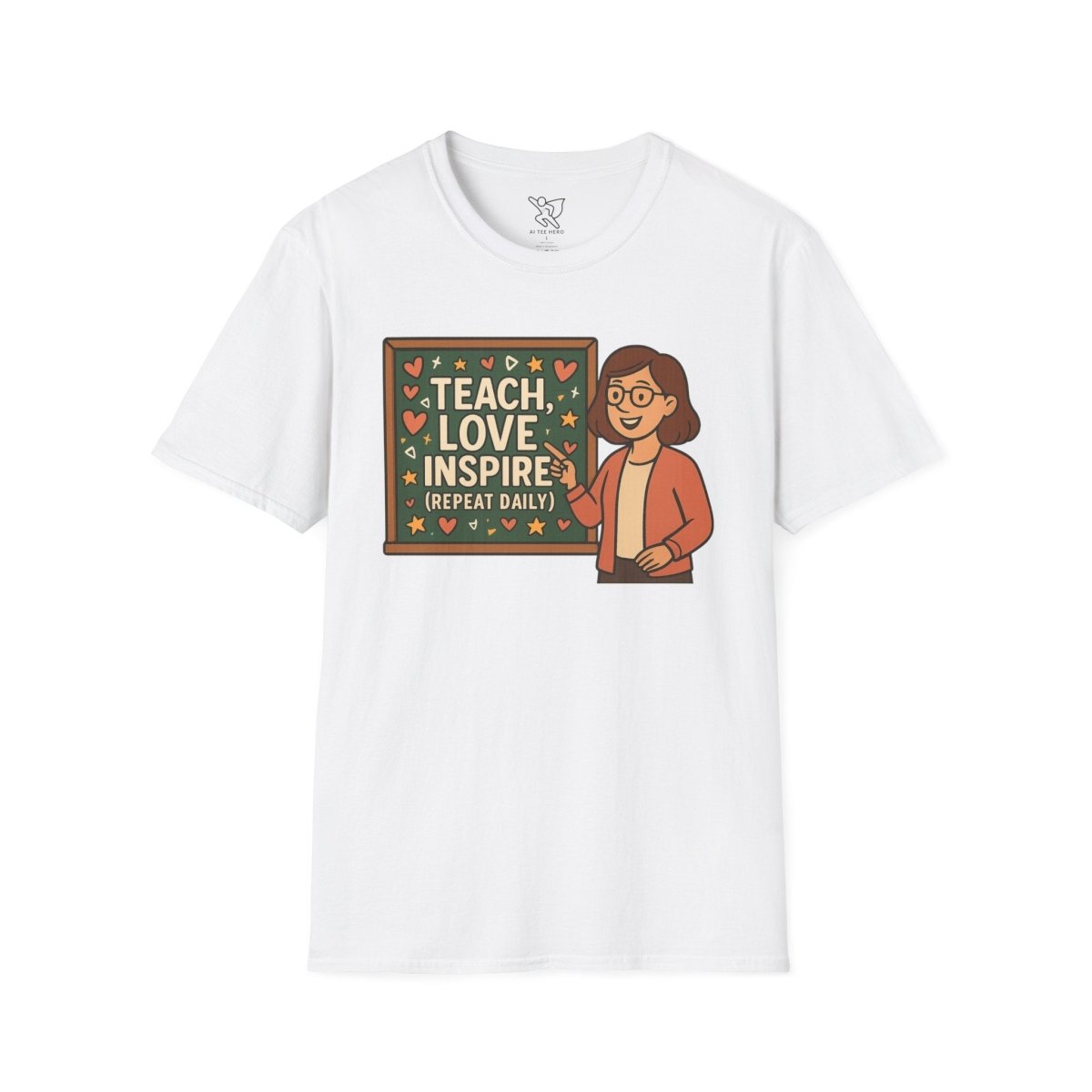 "Teach.Love.Inspire. Repeat Daily" CW - 4 Inspire Teacher T-Shirt, Gifts for Educators, Inspirational Tees, Cute Classroom Apparel, Teach Love Inspire Shirt - AI Tee Hero