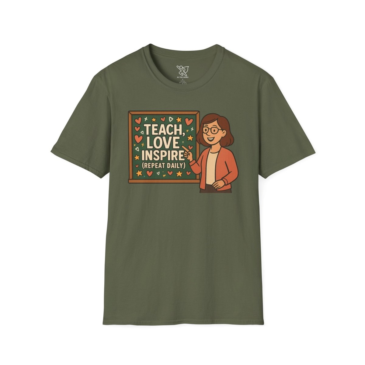 "Teach.Love.Inspire. Repeat Daily" CW - 4 Inspire Teacher T-Shirt, Gifts for Educators, Inspirational Tees, Cute Classroom Apparel, Teach Love Inspire Shirt - AI Tee Hero