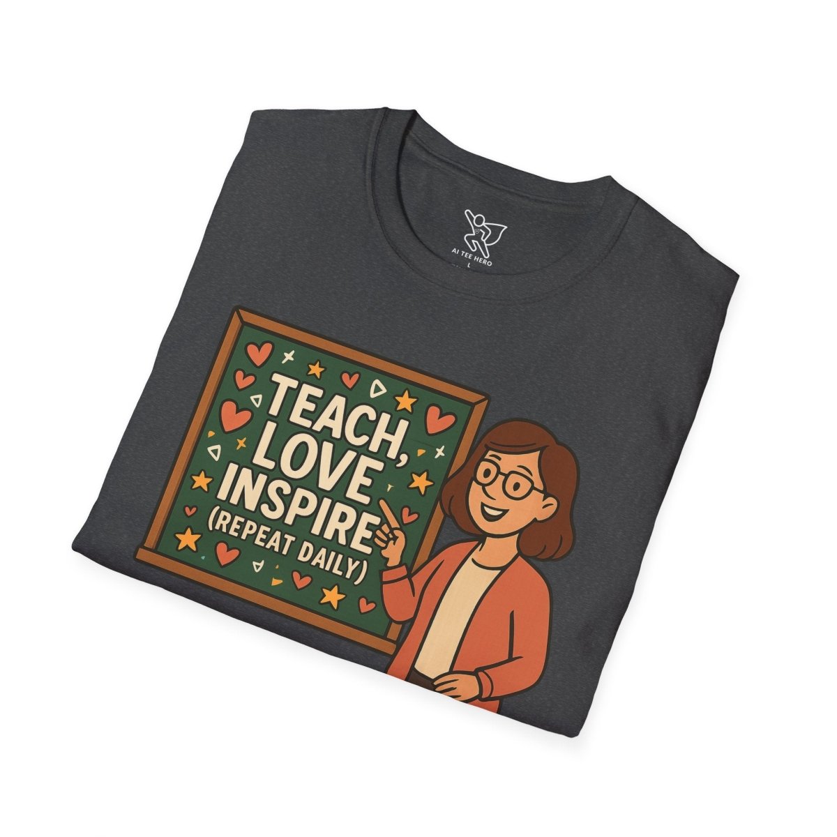 "Teach.Love.Inspire. Repeat Daily" CW - 4 Inspire Teacher T-Shirt, Gifts for Educators, Inspirational Tees, Cute Classroom Apparel, Teach Love Inspire Shirt - AI Tee Hero